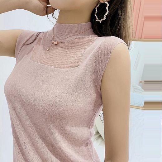 性感针织T恤女夏季冰丝吊带背心打底针织衫宽松韩版外穿短袖内搭夏季出游上衣服饰女装百搭七夕情人节 商品图2