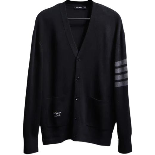 太平鸟男装2021秋季新款休闲V领黑色毛衫开衫B1EAB3203 商品图0