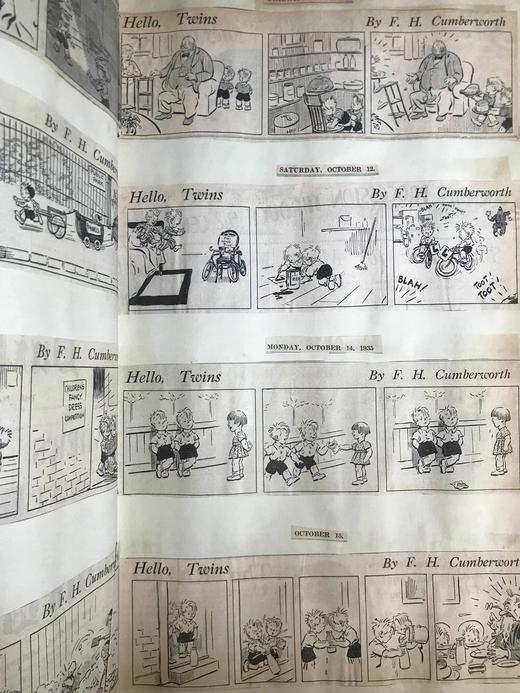50*33cm巨册！约20世纪早期 F.H.坎伯沃思漫画剪报收集册 数百幅收藏 精装4开 商品图10