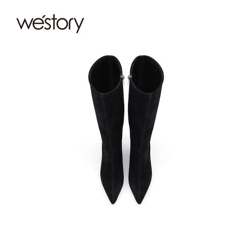westory2021秋季新款长靴小香风不过膝女靴尖头高筒靴W21DQ80951 商品图3