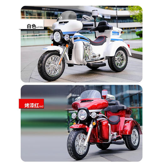 萨玛特 儿童摩托车电动车儿童电动摩托车三轮车电动摩托车儿童电动车四轮可坐儿童车四轮 白色SMT-111 商品图2