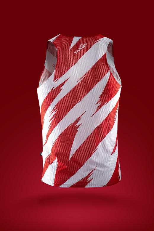 严素跑步背心，红白闪电，男女款，轻量，快干，排汗，透气 商品图1