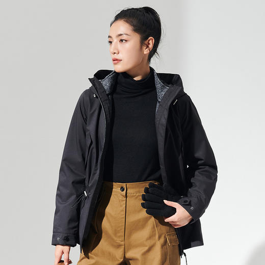 探路者秋冬户外防风加厚加绒保暖三合一抓绒内胆连帽收腰徒步登山防寒服TAWI92714 商品图3