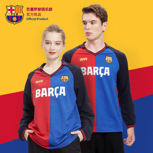 巴塞罗那足球俱乐部商品丨巴萨新款POLO衫运动休闲红蓝拼长袖Polo 商品图2