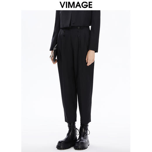 VIMAGE纬漫纪秋季新款通勤职业干练百搭显瘦锥形休闲裤女裤子V1605216 商品图3