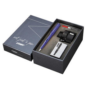 免费刻字 正品凌美LAMY 狩猎 钢笔礼盒 50周年墨水礼盒 含墨水墨囊+黑色水芯 F笔尖