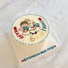 小男孩奥特曼坐飞机手绘蛋糕（两个款）-低糖处理无添加