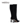 westory2021秋季新款长靴小香风不过膝女靴尖头高筒靴W21DQ80951 商品缩略图2