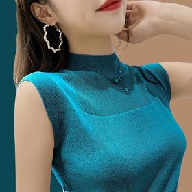 性感针织T恤女夏季冰丝吊带背心打底针织衫宽松韩版外穿短袖内搭夏季出游上衣服饰女装百搭七夕情人节