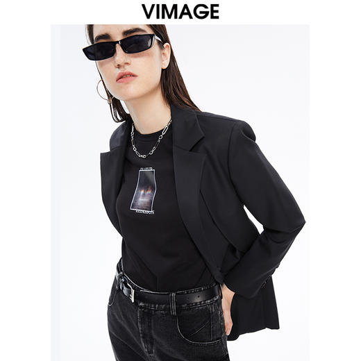 VIMAGE纬漫纪秋款气质帅气职业收腰显瘦西装外套V1603236 商品图1