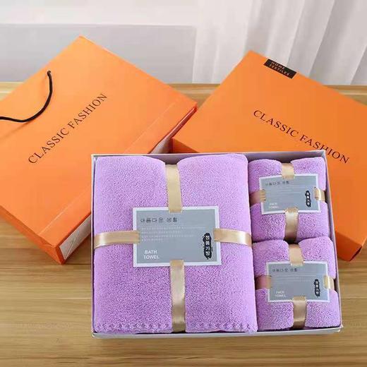 【3件套】毛巾浴巾套装礼盒装 柔软礼品珊瑚绒吸水毛巾浴巾三件套 商品图3