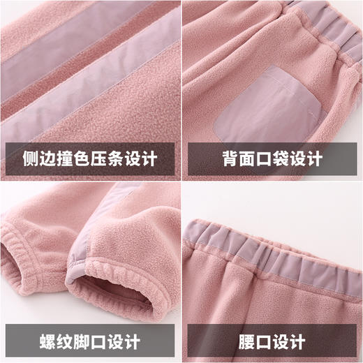 【24年反季特价清仓】龙之涵 亲子款儿童贴边摇粒绒卫裤 中大童早春保暖长裤 A类面料抗静电 商品图2