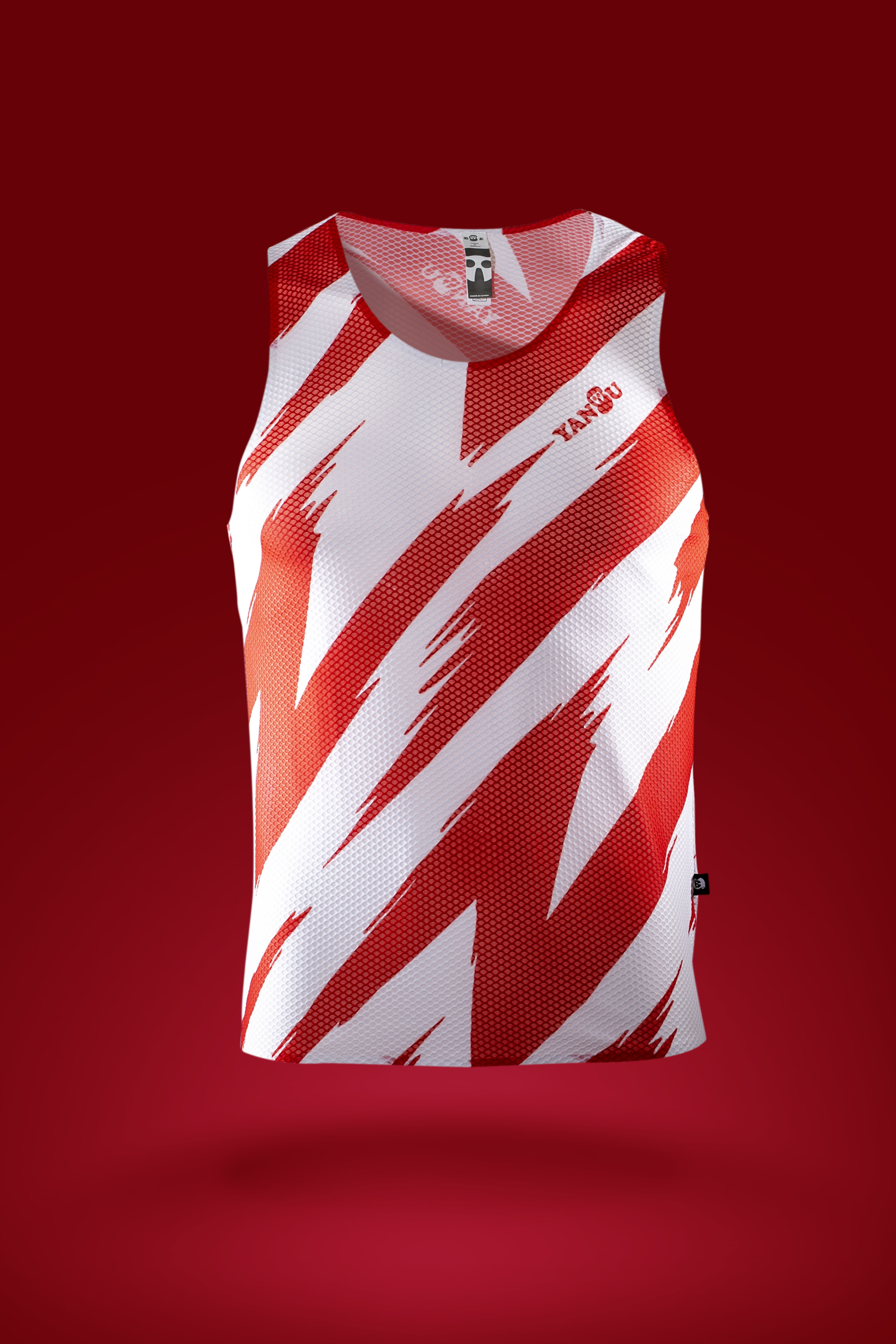 严素跑步背心，红白闪电，男女款，轻量，快干，排汗，透气