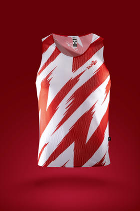 严素跑步背心，红白闪电，男女款，轻量，快干，排汗，透气