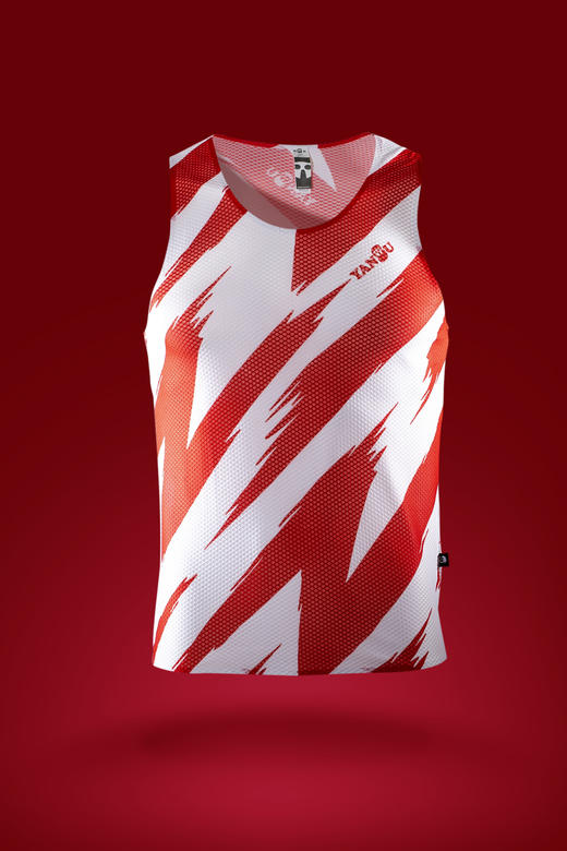 严素跑步背心，红白闪电，男女款，轻量，快干，排汗，透气 商品图0