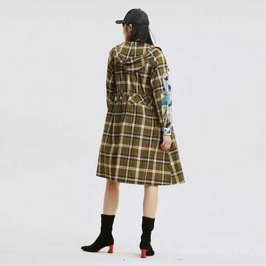 谜底2021秋季新款复古文艺休闲连帽纯棉格子连衣裙长袖213ML1706 商品图2
