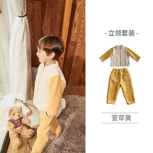 【58元任选2件】i-baby恒温儿童 保暖立领套装 家居服秋冬新款泰迪绒居家睡衣舒适春秋外穿 商品图6