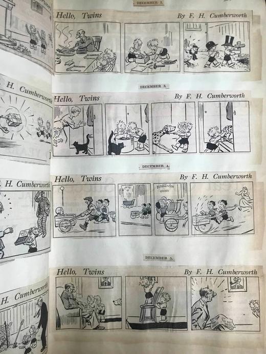 50*33cm巨册！约20世纪早期 F.H.坎伯沃思漫画剪报收集册 数百幅收藏 精装4开 商品图4