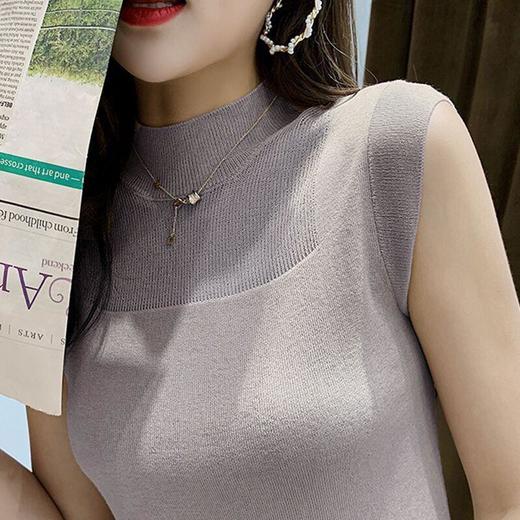 性感针织T恤女夏季冰丝吊带背心打底针织衫宽松韩版外穿短袖内搭夏季出游上衣服饰女装百搭七夕情人节 商品图4