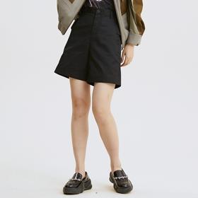 谜底短裤2021秋季新款复古撞色拼接休闲宽松五分裤女213MK1755