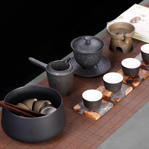 粗陶侧把公道杯茶具单个公杯陶瓷倒茶公道壶匀杯仿古分茶器海礁石 商品图1