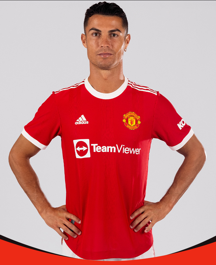 sfs阿迪达斯正版 21-22曼联主场球员版球衣 短袖c罗足球服 h31090