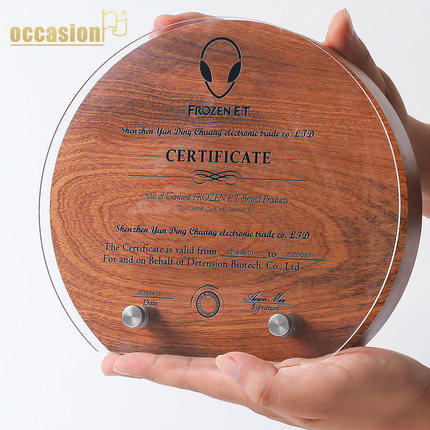 实木奖牌定制定做DIY奖杯荣誉表彰比赛优秀员工亚克力水晶刻字 商品图1