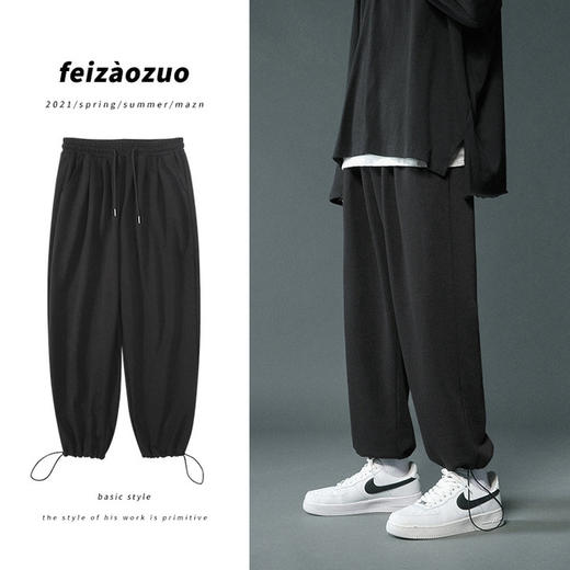 【服饰鞋包】新款抽绳束脚裤男宽松春秋季潮牌港风裤子男运动裤 商品图3