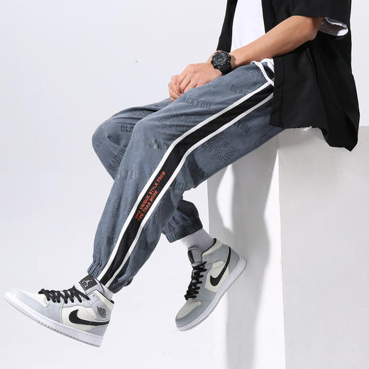 【束脚裤】秋季日系薄款满印拼色休闲九分裤男青少年个性潮流男式束脚裤 商品图1