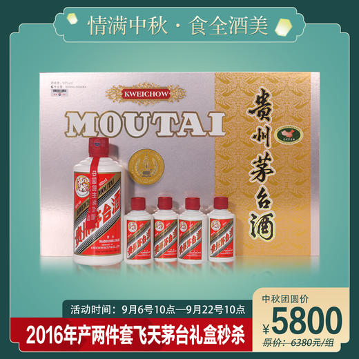 茅台酒两件套飞天礼盒53度（500ml*1瓶+50ml*4瓶）2016年 商品图0