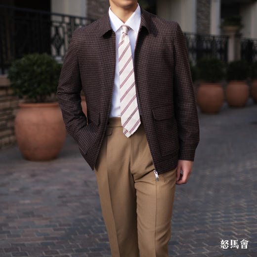 Reda ATTO Super 110's 澳洲美丽诺羊毛勃艮第红小方格纹A2飞行员夹克 商品图0