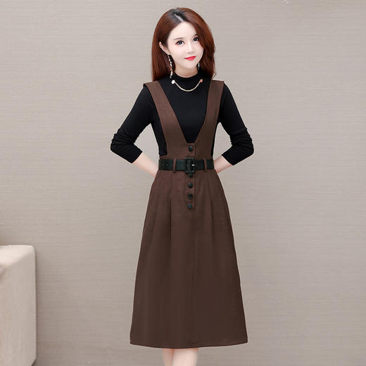 YWE  JJ-88323气质减龄长袖背带连衣裙 商品图1