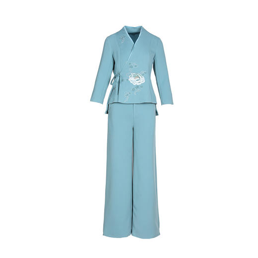 民族风唐装职业阔腿裤套装2021年新款女秋冬装中国风汉服两件套潮 YFN21282 商品图4