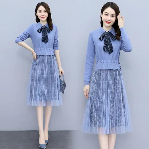 HRYZ7625 2021春秋季时尚新款连衣裙针织线衣配蕾丝长款连衣裙 商品图4