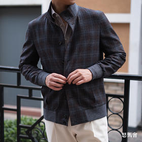 Reda ATTO Super 110's 澳洲美丽诺羊毛深棕格纹A1飞行员夹克