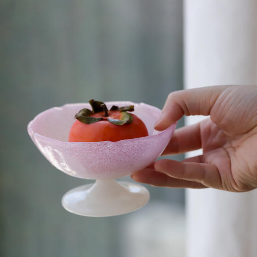 日本 小林亮二 日用餐具 筷架 高足碗盘 甜品碗 樱花粉 琉璃色 餐桌 商品图7