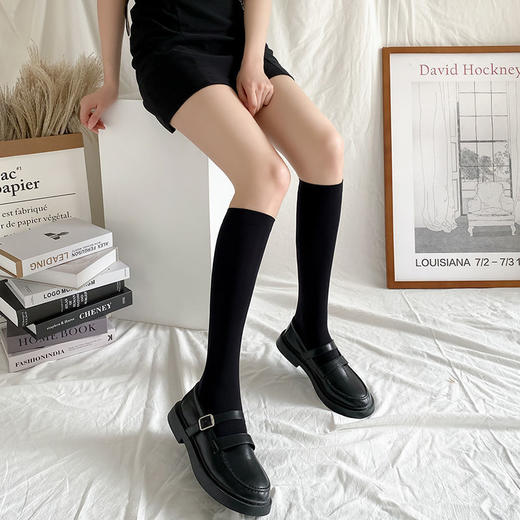 袜子女中筒袜潮春夏日系过膝高筒jk小腿制服袜子短黑色长筒袜 商品图2