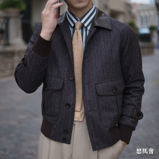 Lanificio Cerruti 1881 初剪羊毛咖啡色A2飞行员夹克 商品图2