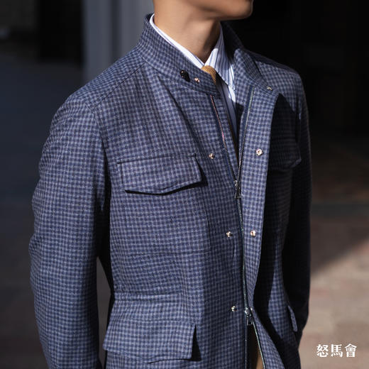 Reda ATTO Super 110's 澳洲美丽诺羊毛雾霾蓝小方格纹M65飞行员夹克 商品图2