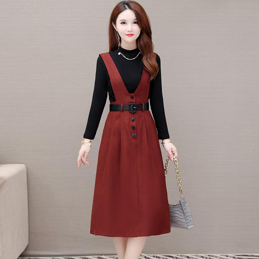 YWE  JJ-88323气质减龄长袖背带连衣裙 商品图2