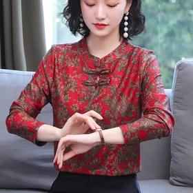 MZ 115681碎花网纱衬衫宽松印花小衫