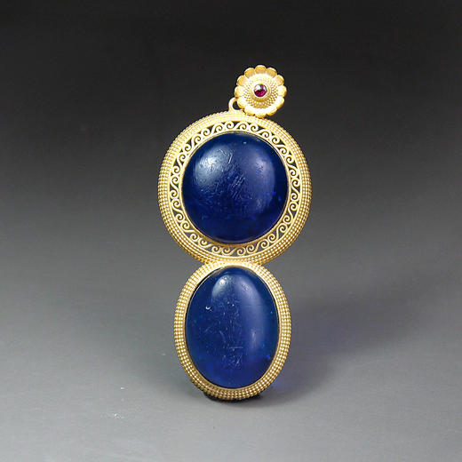 中古琉璃“宇宙蓝”项坠 商品图0