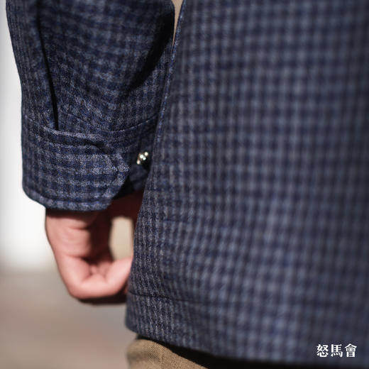 Reda ATTO Super 110's 澳洲美丽诺羊毛雾霾蓝小方格纹M65飞行员夹克 商品图7