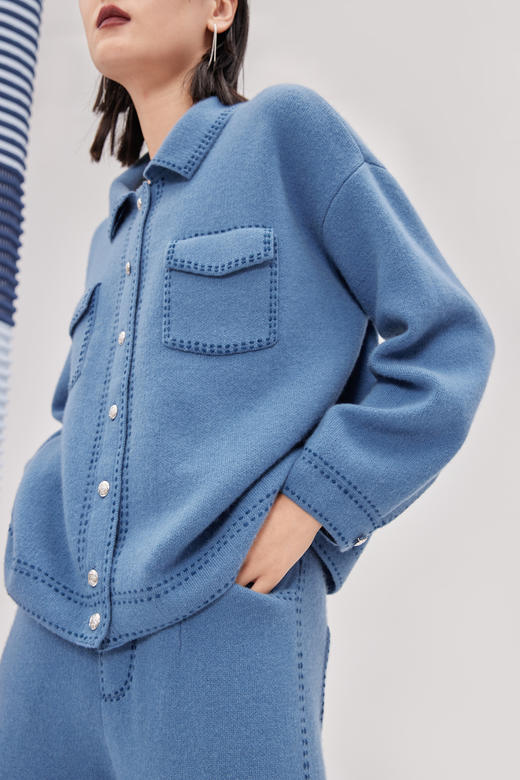 手工装饰线羊绒女夹克外套 SJF93W378A、SJF93W378N 商品图2