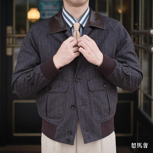 Lanificio Cerruti 1881 初剪羊毛咖啡色A2飞行员夹克 商品图9