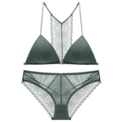 【服饰鞋包】无钢圈蕾丝薄款法式美背性感内衣三角杯少女款文胸套装 商品图1