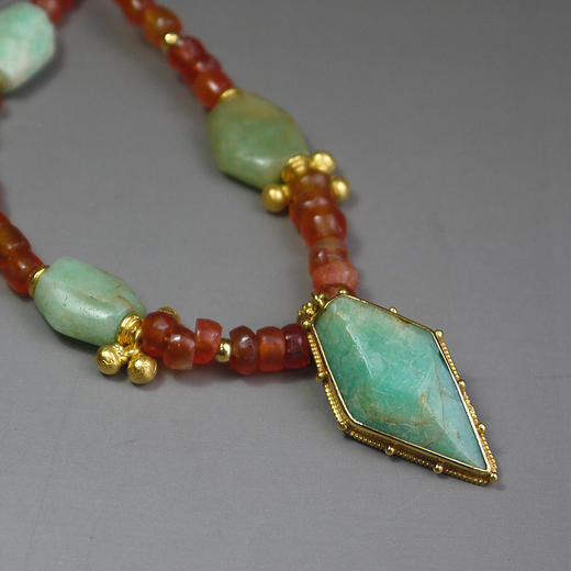 鲜卑天河石+西亚高古红玛瑙项链 商品图1