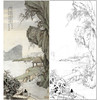 竖幅工笔画山水人物白描底稿-金城-《湖中赏梅图》-多种白描尺寸可选-JS04 商品缩略图0