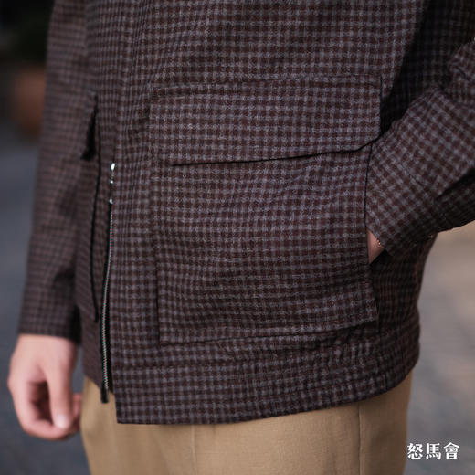 Reda ATTO Super 110's 澳洲美丽诺羊毛勃艮第红小方格纹A2飞行员夹克 商品图6