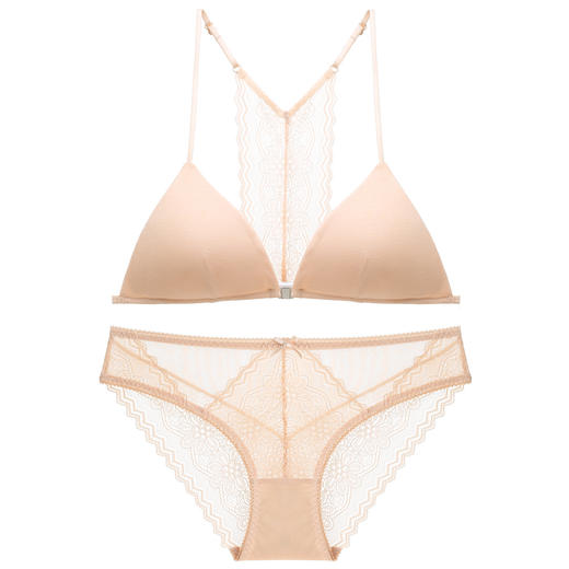 【服饰鞋包】无钢圈蕾丝薄款法式美背性感内衣三角杯少女款文胸套装 商品图3